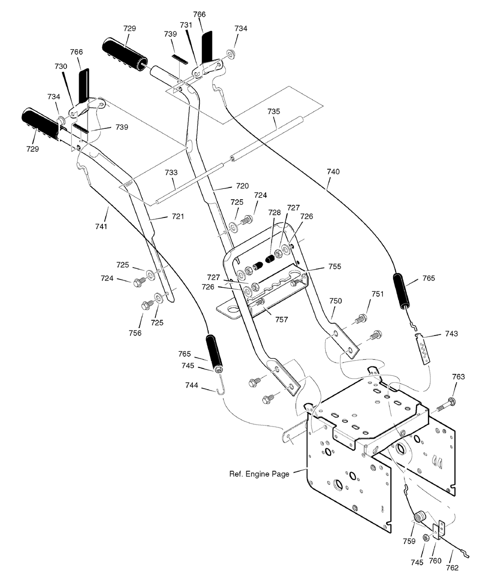 Handle Assembly Diagram and Parts List for 626752X16B-ST7526 2007 Briggs and Stratton Snow Blower